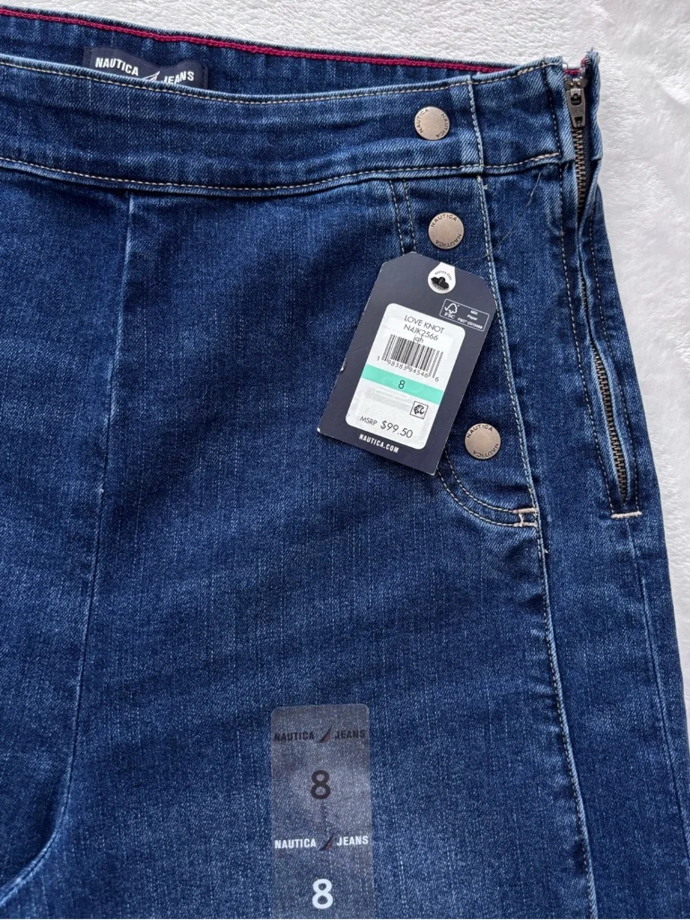 NAUTICA JEANS Wide Leg High Waist Side-Zip Sailor Jean--NWT--8 - Picture 3 of 16